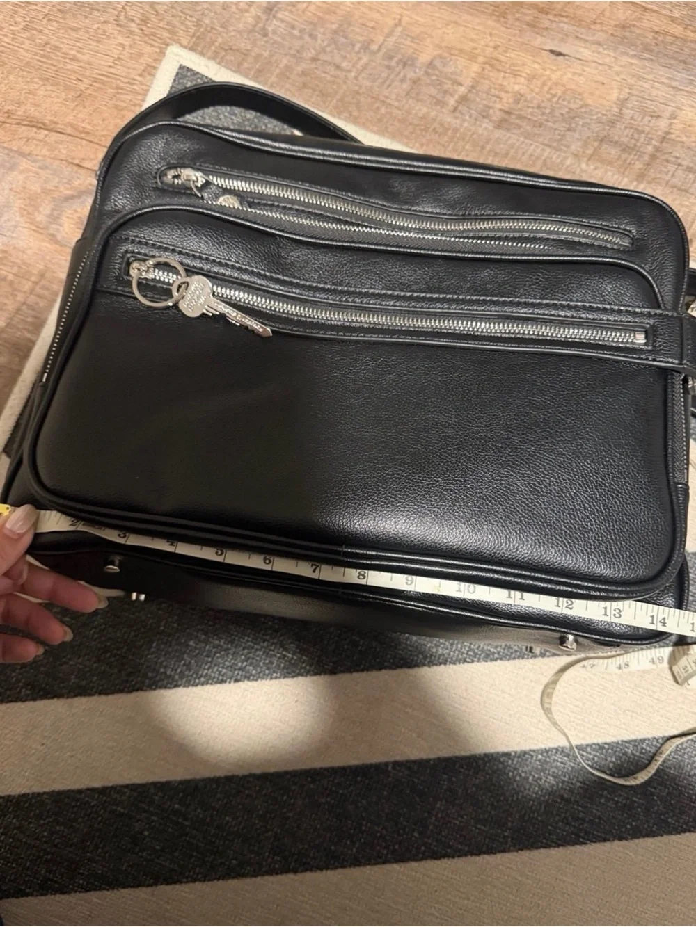 Men's Black Leather Camaro style Crossbody Organizer Bag
